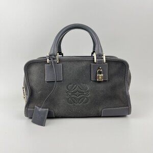 Loewe Anagram Amazona 28 Handbag Grey Suede Vintage